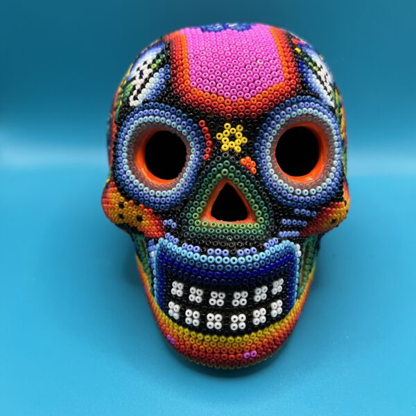 Calavera Huichol - Oeuvre d'art 100 % mexicaine