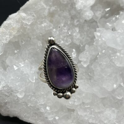 Bague argent 925 - pierre naturelle améthyste - "La Morena"