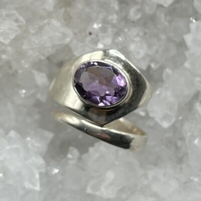 Bague argent 925 - pierre naturelle améthyste "Cosmos"