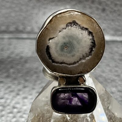 Bague artisanal en argent 925 - Agate et Améthyste - "Flor de Amor"