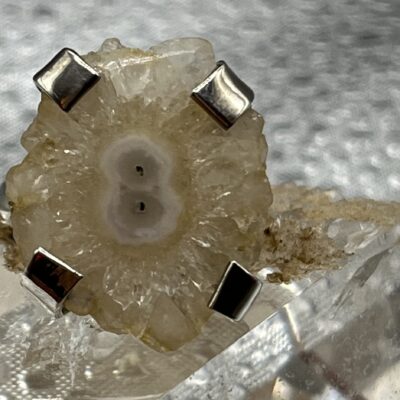 Bague artisanal en argent 925 - et agate drus naturelle - "Tierra Sagrada"